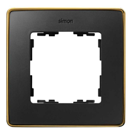 Рамка
Simon 82 Detail,  1 пост,   цвет - черный матовый,  золото,  вертикальная,  горизонтальная,  металл,  пластмасса,  8201610-395,  Simon
 - PULSAL.RU
