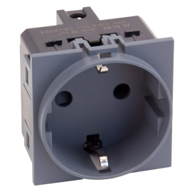 Механизм розетки 
Soft Touch,  со шторками,  с заземлением,  одинарная,  винтовые клеммы,   цвет - грифель матовый,  AL4141,  MEITON
 - PULSAL.RU