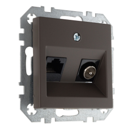 Розетка одиночная TV+RJ45
Epsilon,  Retro Liregus,  телевизионная (TV),  одинарная,   цвет - коричневый матовый,  пластмасса,  ITVKL-1-01.R/ON31,  29-034,  LIREGUS
 - PULSAL.RU